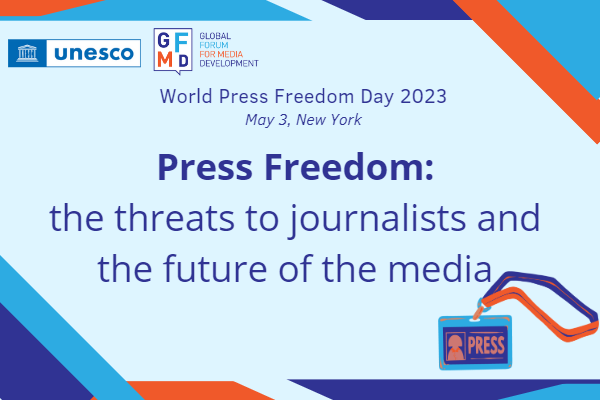 Digital card image for Press Freedom , the threats to journalists, and the future of the media. 